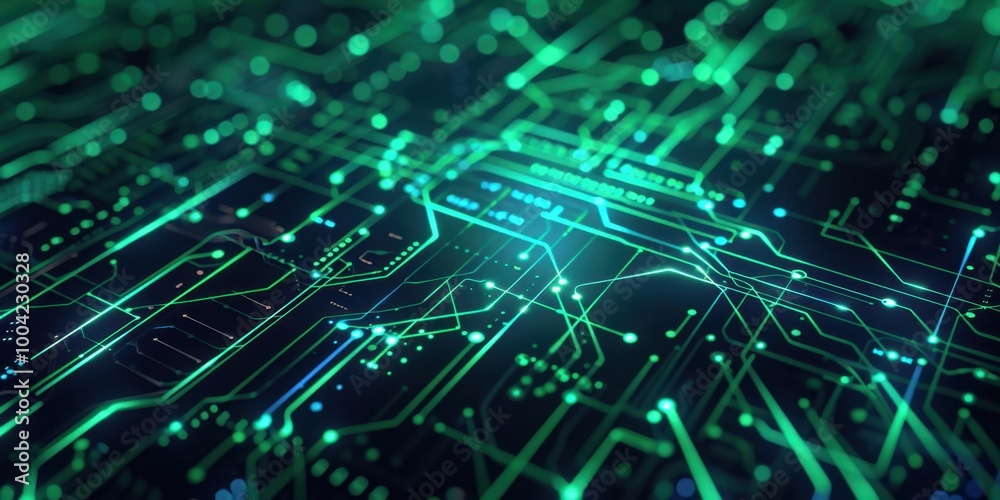 Abstract Circuit Board with Neon Lights Effect Abstract Circuit Board with Neon Lights Effect