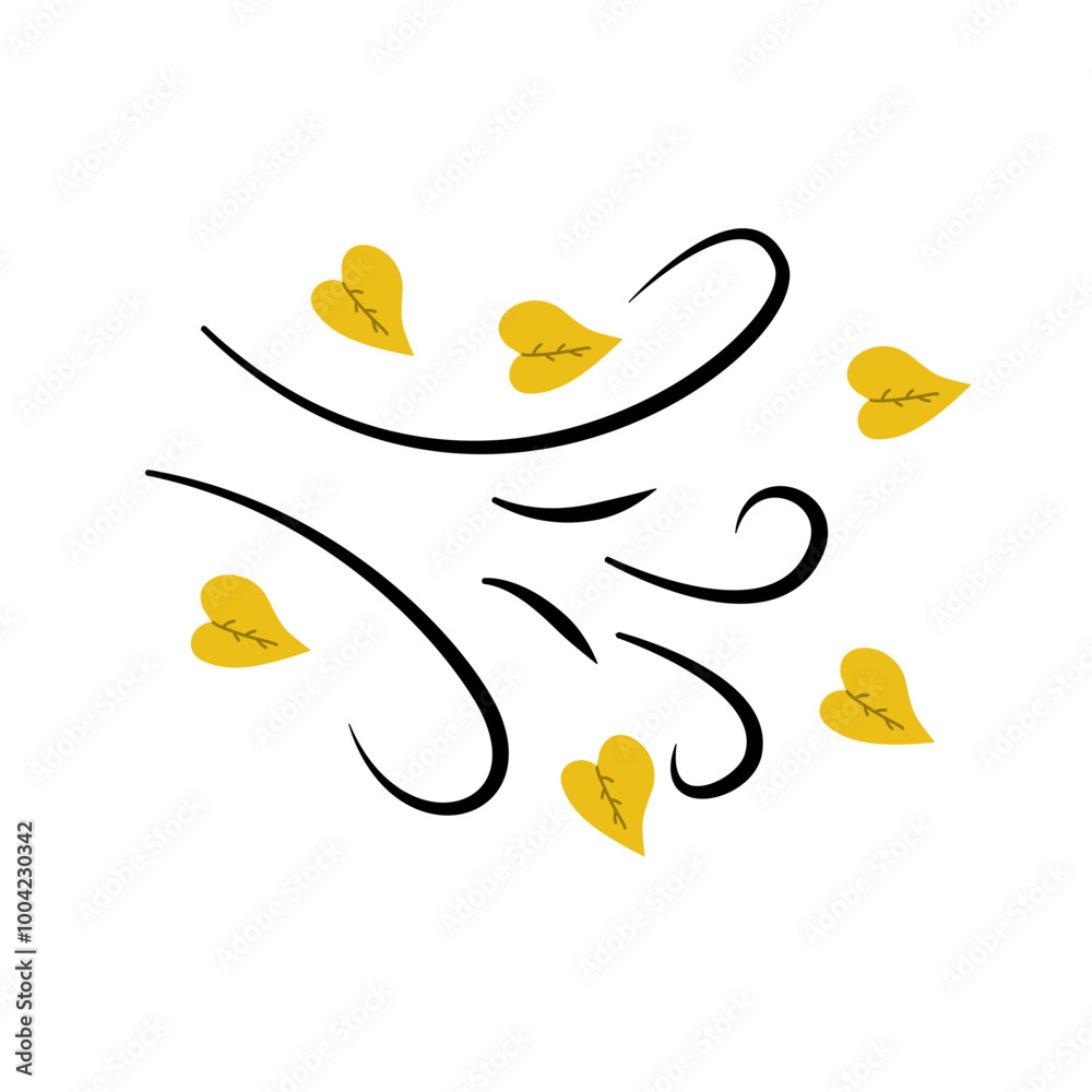 Doodle autumn leaves blowing in the wind Doodle autumn leaves blowing in the wind