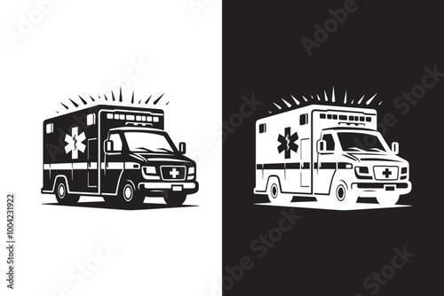 Ambulance silhouette Illustration Design 