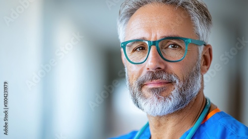 Senior Doctor Wearing Glasses Reflecting on Medical Expertise and Care.