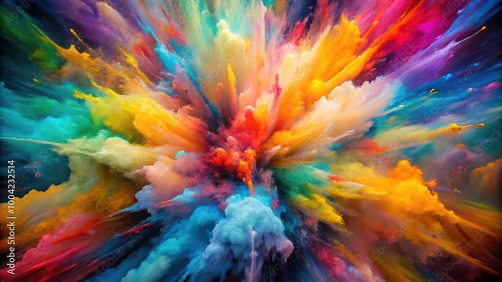 Vibrant Explosion of Abstract Colors and Shapes in Contemporary Art Painting Vibrant Explosion of Abstract Colors and Shapes in Contemporary Art Painting