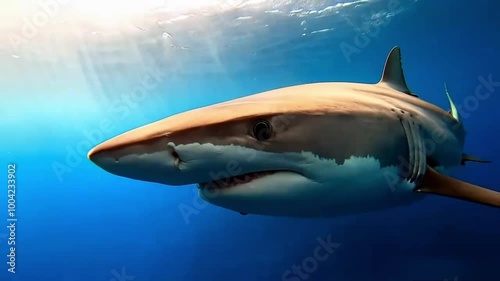 Great white shark underwater view ,
