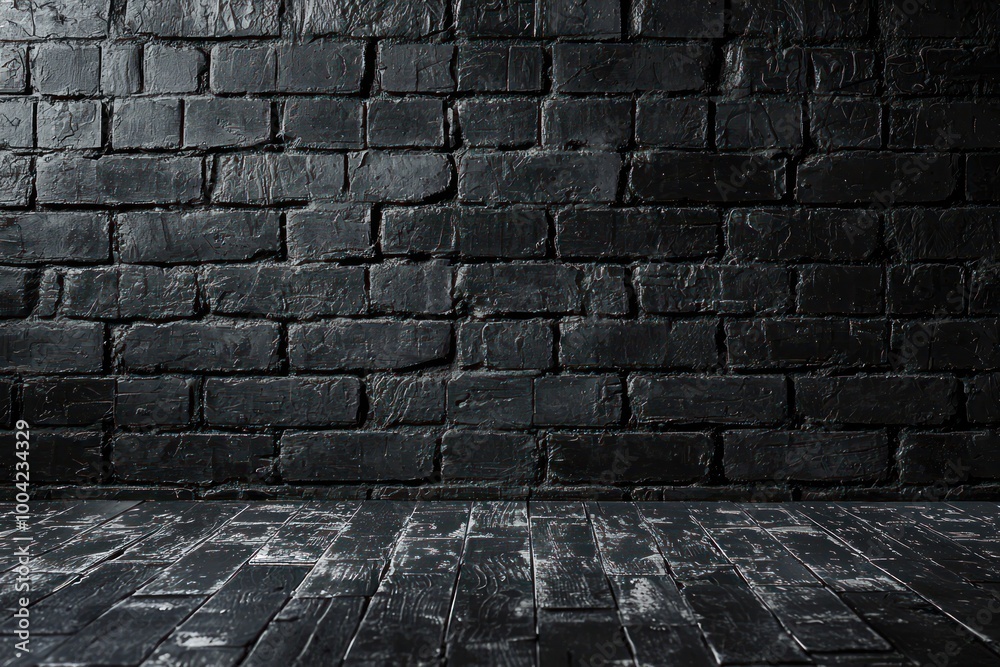 Fototapeta premium abstract black background, brick wall for dark interior