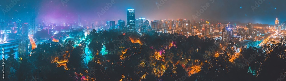 Fototapeta premium Night cityscape with lights