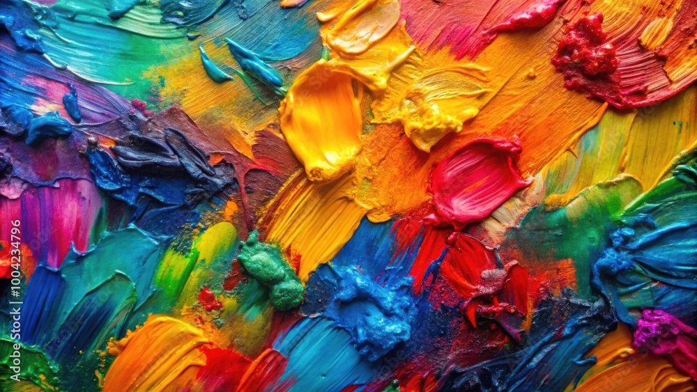 Vibrant and Colorful Abstract Oil Painted Canvas Closeup Background for Artists Vibrant and Colorful Abstract Oil Painted Canvas Closeup Background for Artists