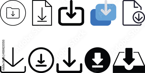Download files icon set collection