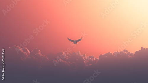 "Surreal Apple in the Sky with Falcon and Clouds Backlit on Jupiter"