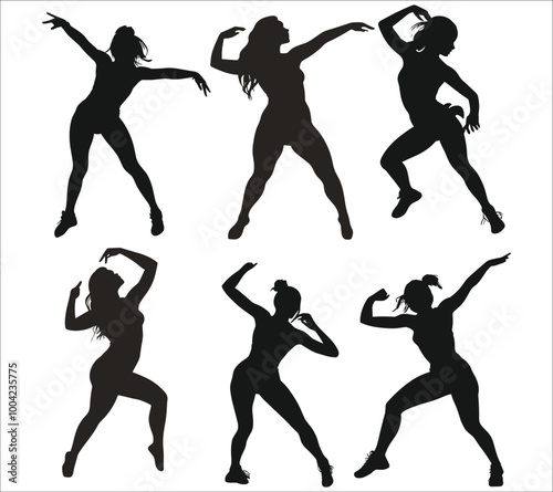 Silhouette of a young woman dancer, Ballet female dancers silhouettes, Silhouette of a girl dancer, Black silhouettes of young woman dancer vector
