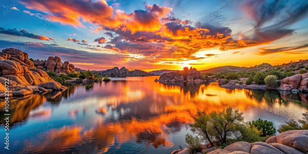 Breathtaking Sunset Over Watson Lake in Prescott Arizona with Vibrant Colors and Tranquil Waters Breathtaking Sunset Over Watson Lake in Prescott Arizona with Vibrant Colors and Tranquil Waters