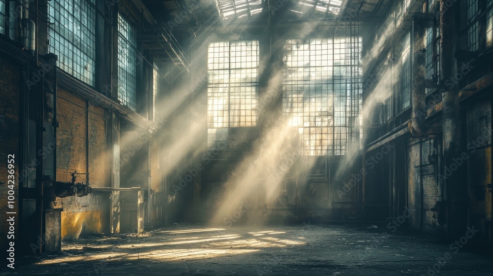 Sunbeams in Abandoned Industrial Building Sunbeams in Abandoned Industrial Building