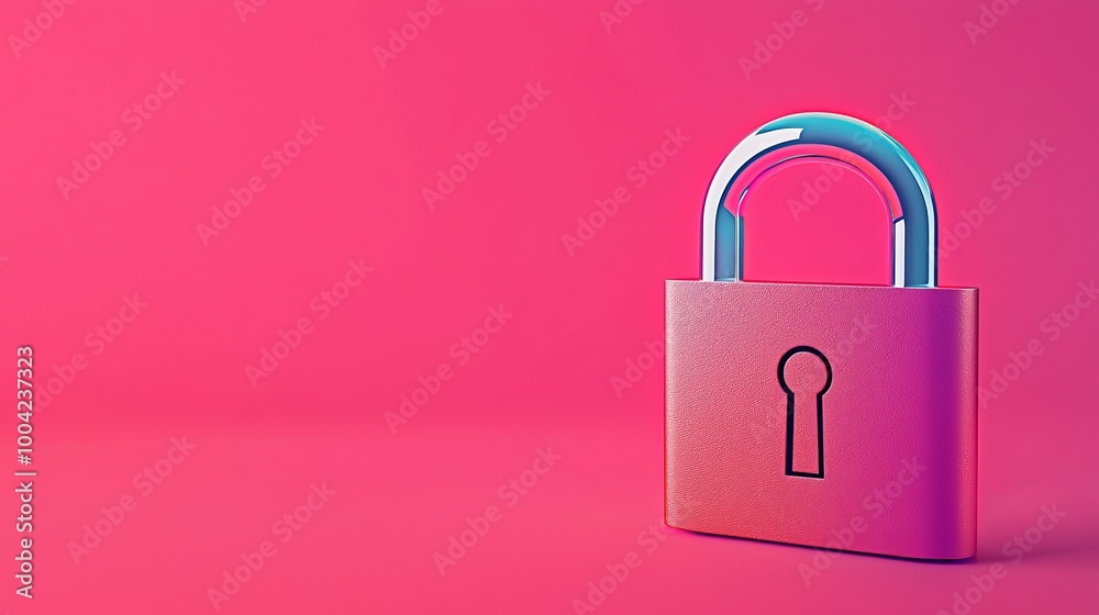 Colorful padlock on a vibrant pink background, symbolizing security and protection. Colorful padlock on a vibrant pink background, symbolizing security and protection.