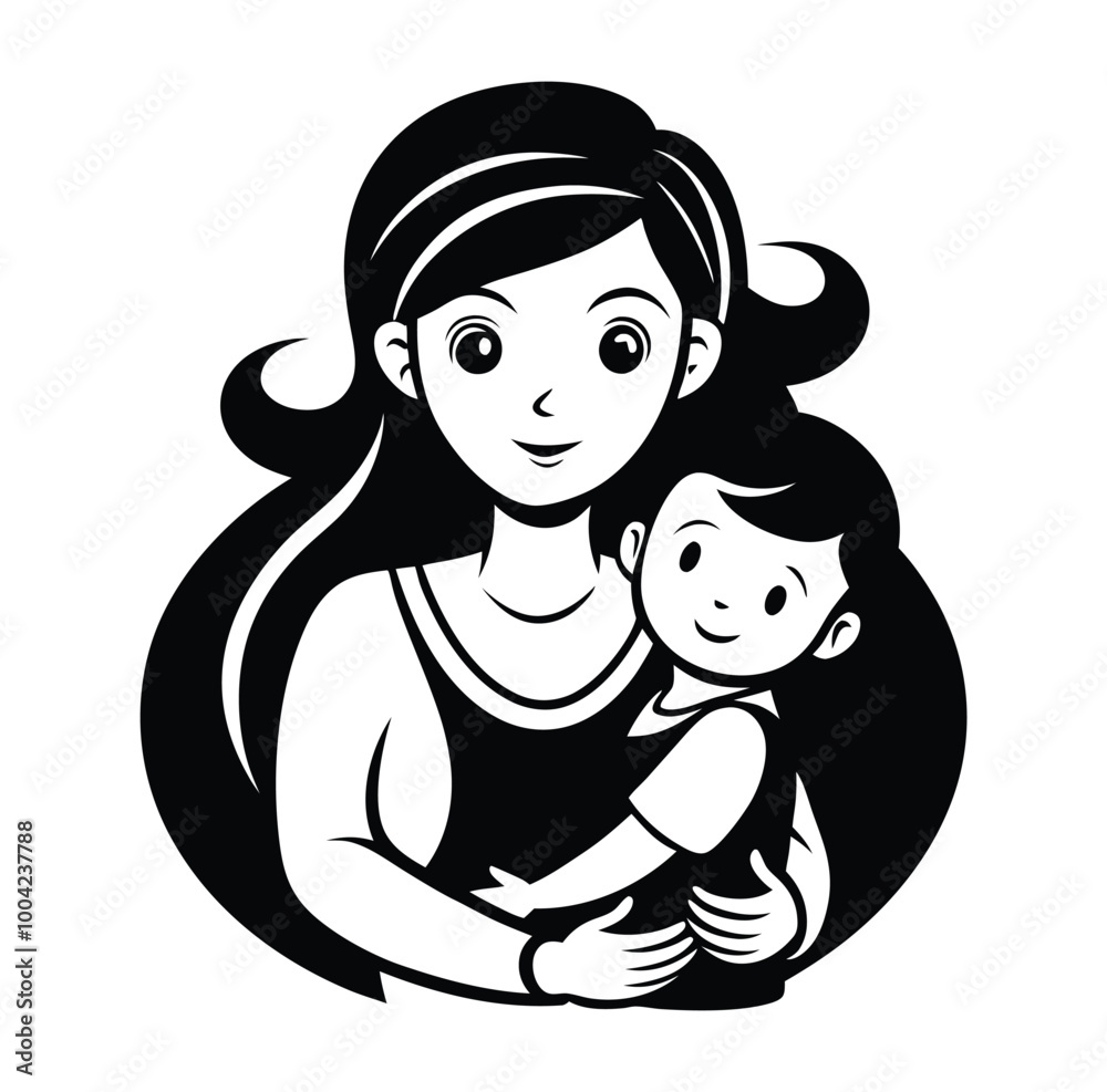mother-holding-a-child-vector-illustration-vector mother-holding-a-child-vector-illustration-vector