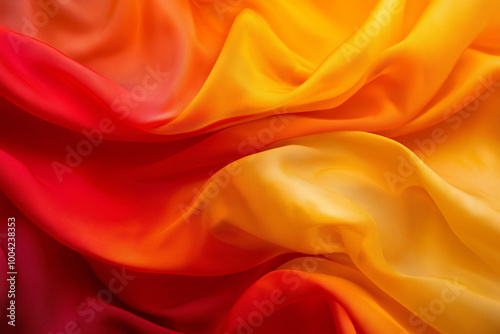 silk fabric waves in vibrant shades of red and yellow