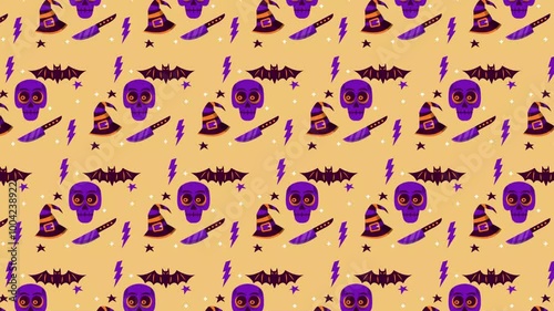 Animated Pattern Colorful Halloween Element with Flat Design