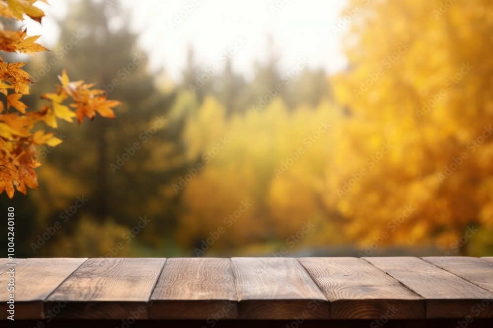 Naklejka premium Autumn nature outdoors plant table.