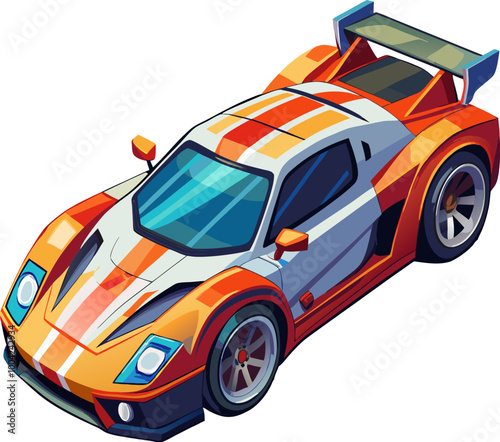 Isometric sports car with retro design. Vintage supercar isometric icon