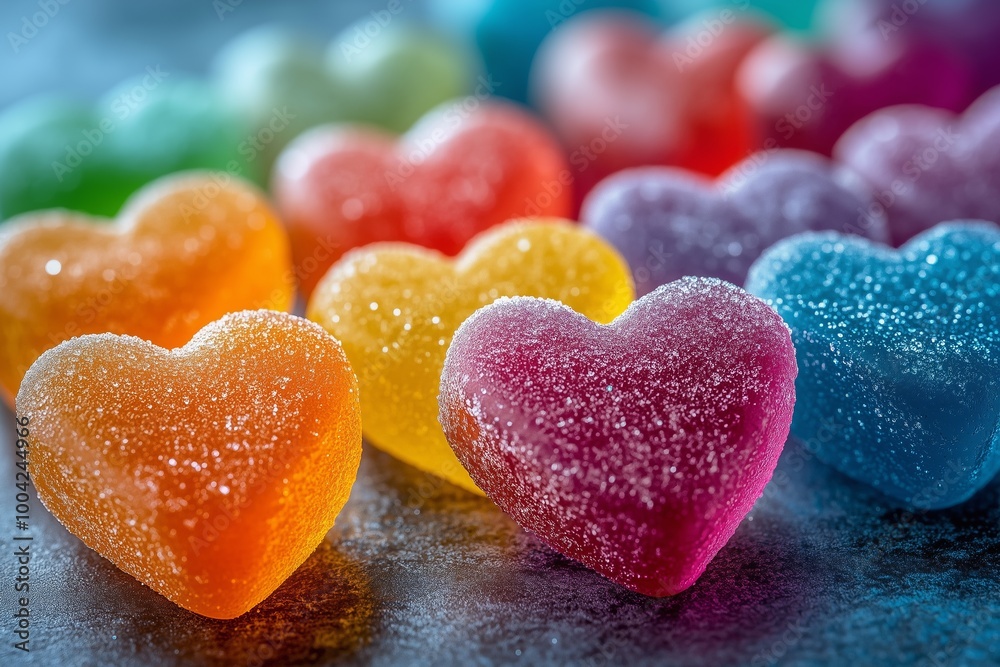 Sugar-Dusted Heart Candies: A Sweet Close-Up Sugar-Dusted Heart Candies: A Sweet Close-Up