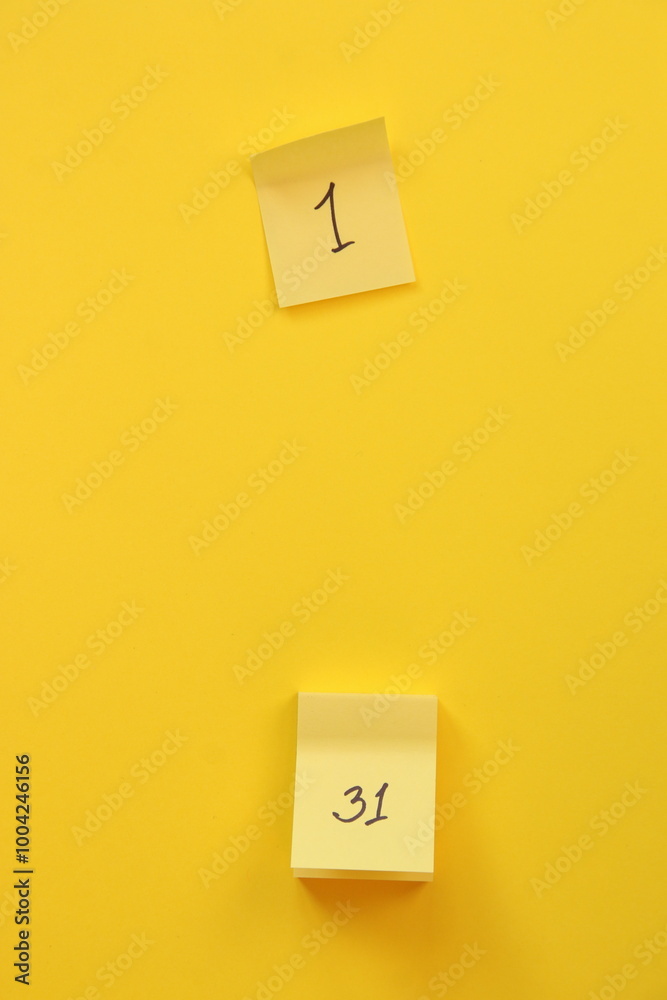 Calendar page with date on a yellow background. Calendar page with date on a yellow background.