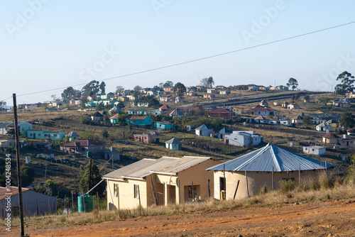 Wild Coast, South Africa, quaint villages with colorful rondavel huts photo