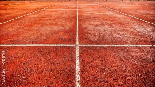 Panoramic red clay tennis court background texture