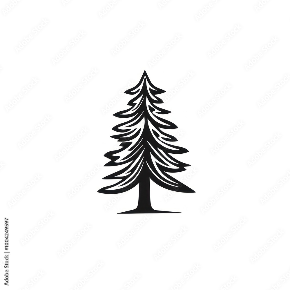 Obraz premium Pine tree plant white logo.