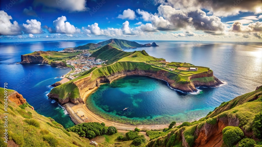 Fototapeta premium Panoramic shot of Vila Franca do Campo island on San Miguel Azores