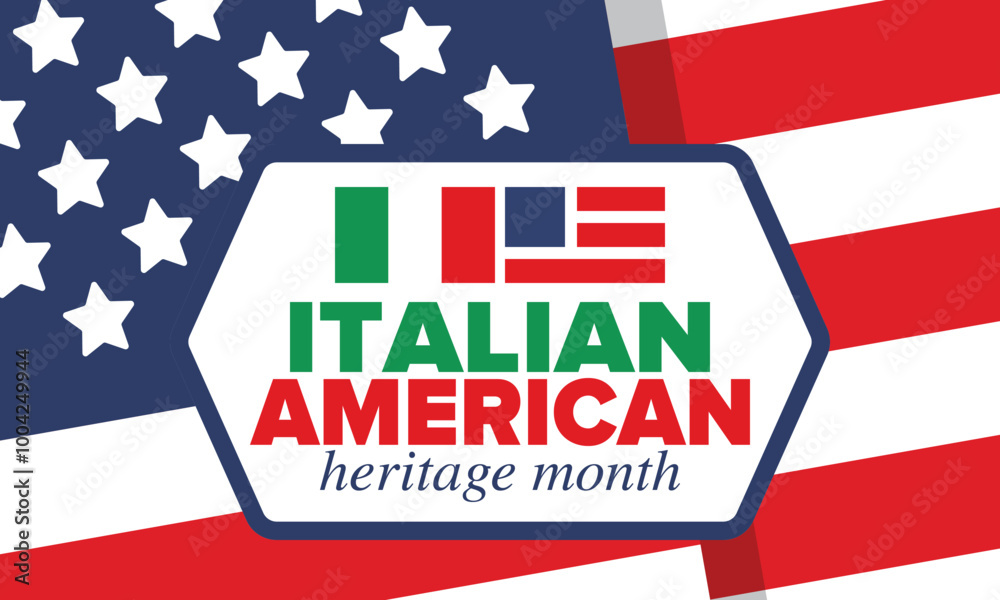 Fototapeta premium Italian American Heritage Month. Happy holiday celebrate annual in October. Italy and United States flag. Culture month. Patriotic design. Poster, card, banner, template. Vector illustration