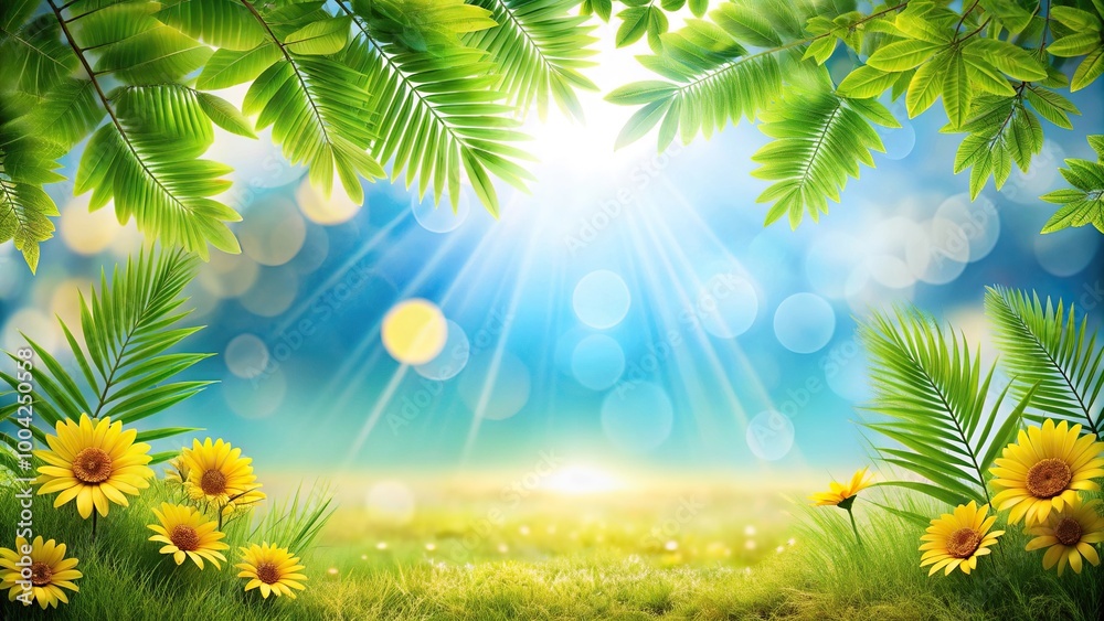 Fototapeta premium Panoramic summer landscape with room for text