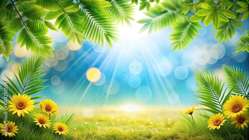 Panoramic summer landscape with room for text