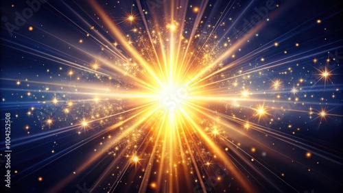 Shining star bursting with beams in a dazzling display of light and energy