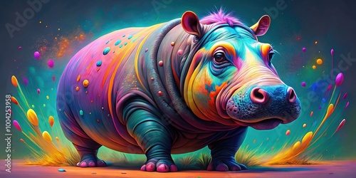 Colorful Hippo Avatar Design for Creative Projects and Digital Illustrations with Playful Theme photo