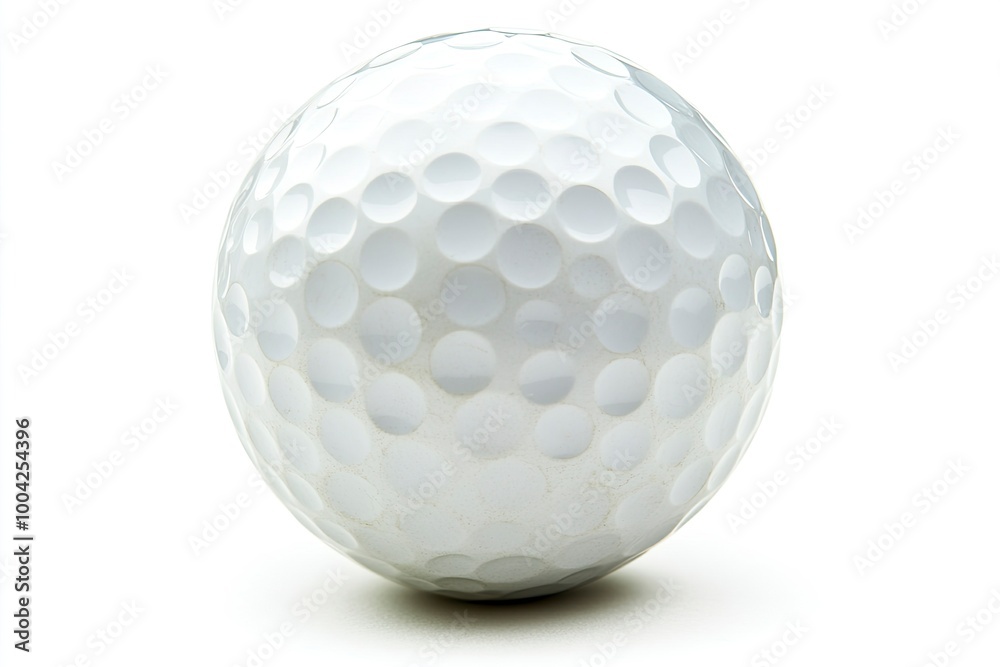 Close up of a golf ball isolated on white background .generative ai Close up of a golf ball isolated on white background .generative ai