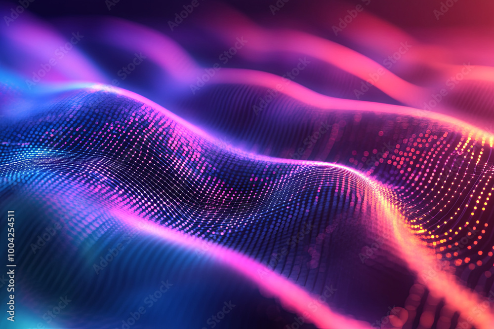 Wavy lines in a holographic gradient, symbolizing the blending of diverse data Wavy lines in a holographic gradient, symbolizing the blending of diverse data