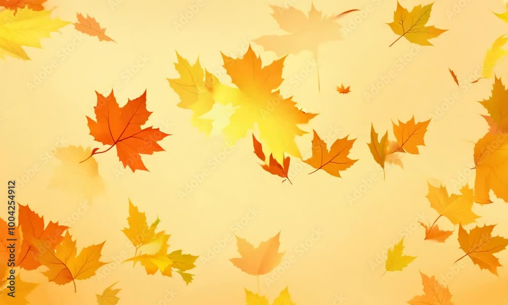 Colorful Autumn Leaves Are Gracefully Falling Against a Gentle Background Colorful Autumn Leaves Are Gracefully Falling Against a Gentle Background