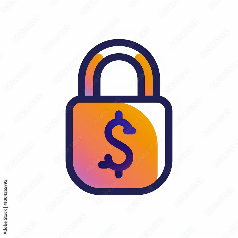 Secure Financial Transactions With a Padlock Symbol in Modern Design Against a Vibrant Background