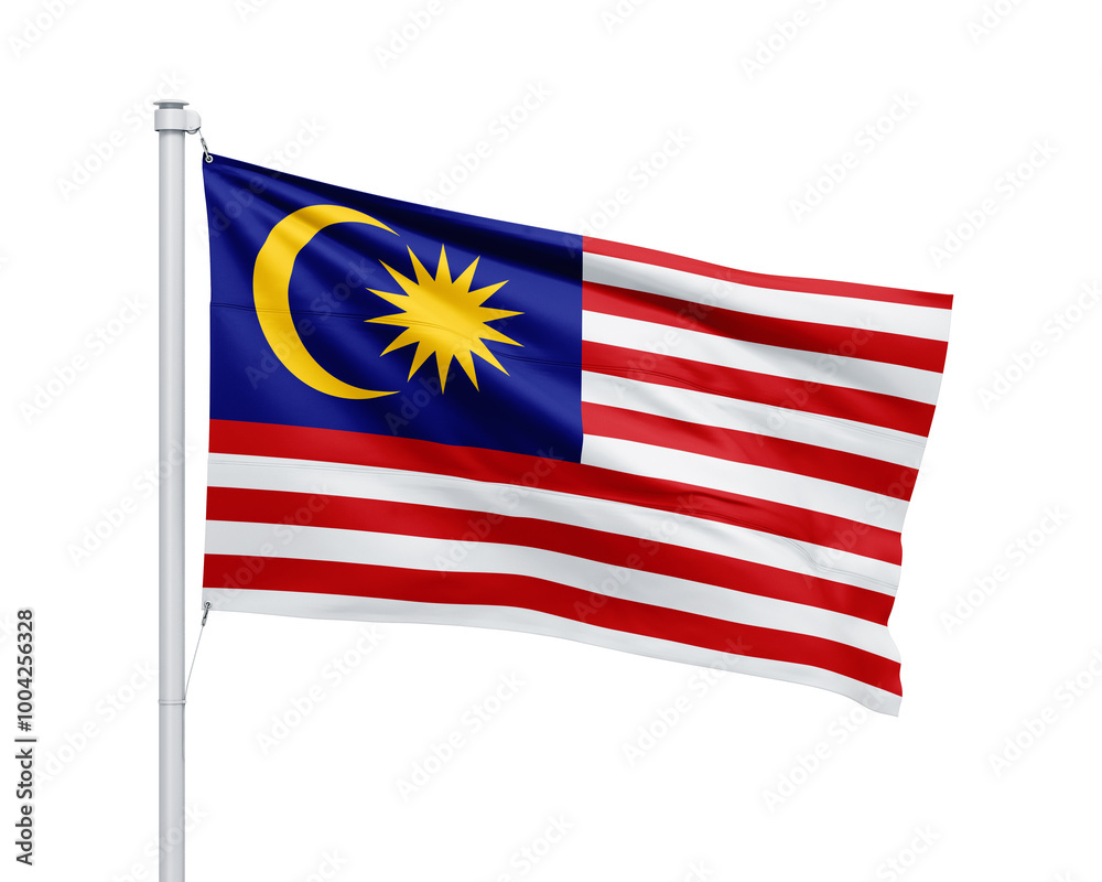 Obraz premium Malaysia national flag on white background.