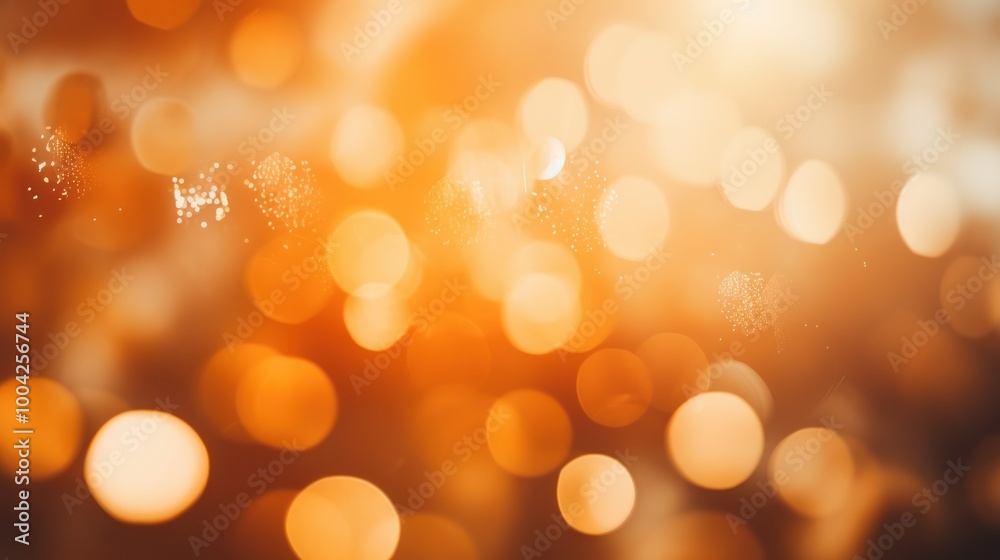 Golden, Orange Bokeh Lights Effect. Blurred Background. Elegant Abstract Defocused Light Dots on Warm Glowing Backdrop. Holiday concept Golden, Orange Bokeh Lights Effect. Blurred Background. Elegant Abstract Defocused Light Dots on Warm Glowing Backdrop. Holiday concept