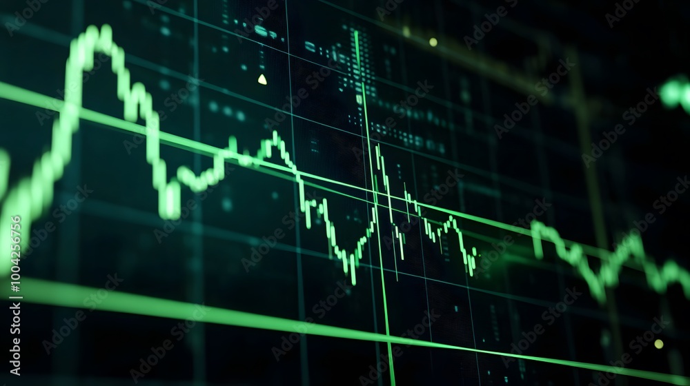 Green Stock Market Chart on Computer Screen Green Stock Market Chart on Computer Screen