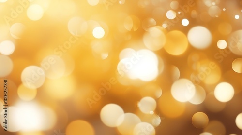 Golden, Yellow Bokeh Lights Effect. Blurred Background. Elegant Abstract Defocused Light Dots on Warm Glowing Backdrop. Holiday concept