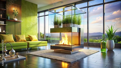 Contemporary Biofireplace: Innovative Ethanol Fireplace for Eco-Friendly Indoor Spaces and Comfort photo