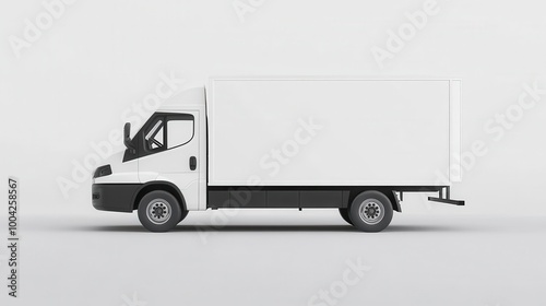 sleek white delivery truck isolated on plain background, showcasing modern design with clean lines and subtle branding, perfect for mockup or transportation industry concept