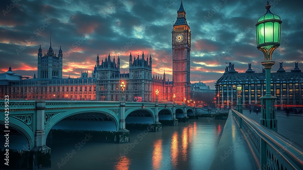Fototapeta premium The Elizabeth Tower is the clock tower of the Palace of Westminster in London, England. It contains the Great Clock, a striking clock with five bells.