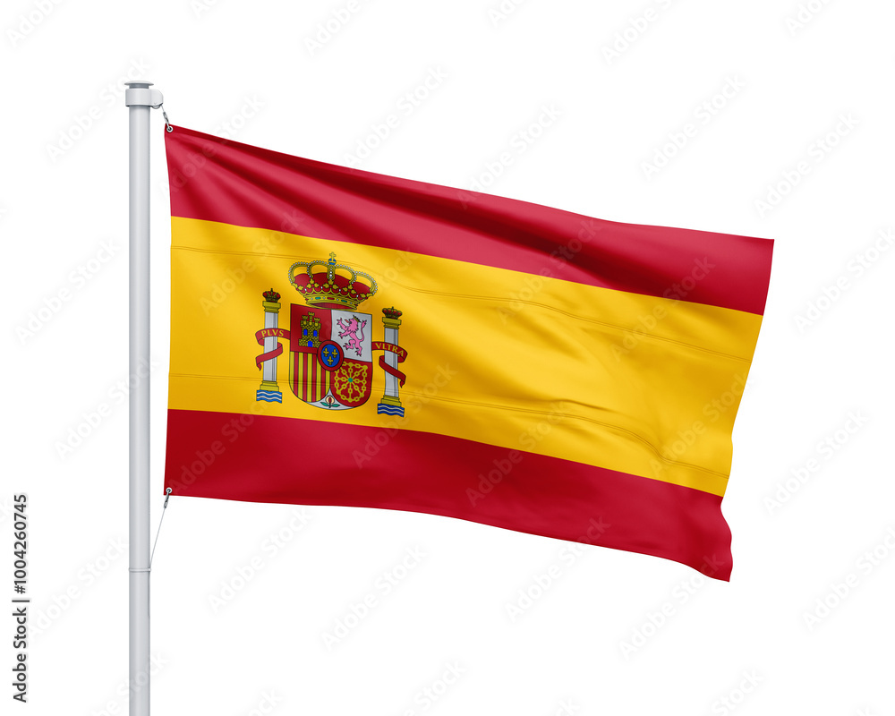 Spain national flag on white background. Spain national flag on white background.