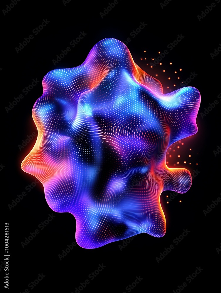 Abstract colorful shape with glowing edges on a black background, perfect for modern designs and digital art. A minimalist poster in metallic and chrome gradient style. Abstract colorful shape with glowing edges on a black background, perfect for modern designs and digital art. A minimalist poster in metallic and chrome gradient style.