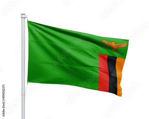 Zambia national flag on white background.