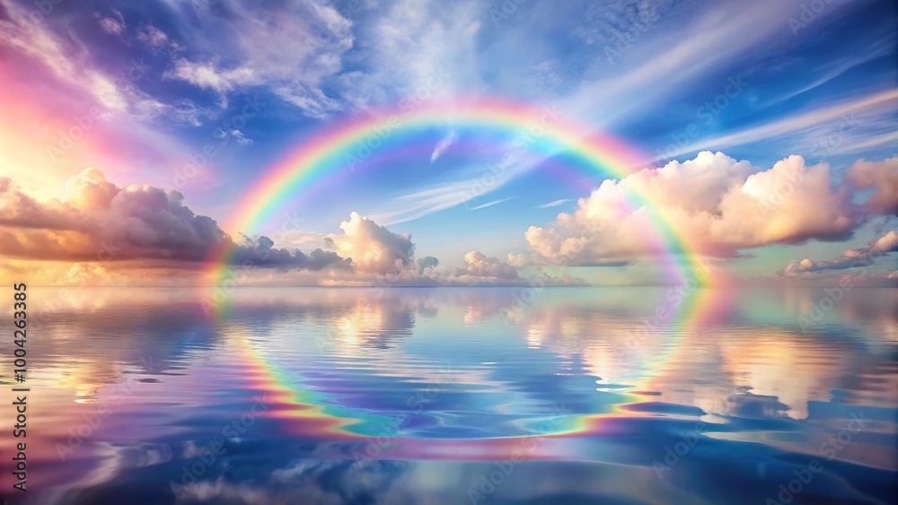 Pastel rainbow sky reflected on calm water creating a soothing and colorful wallpaper Pastel rainbow sky reflected on calm water creating a soothing and colorful wallpaper