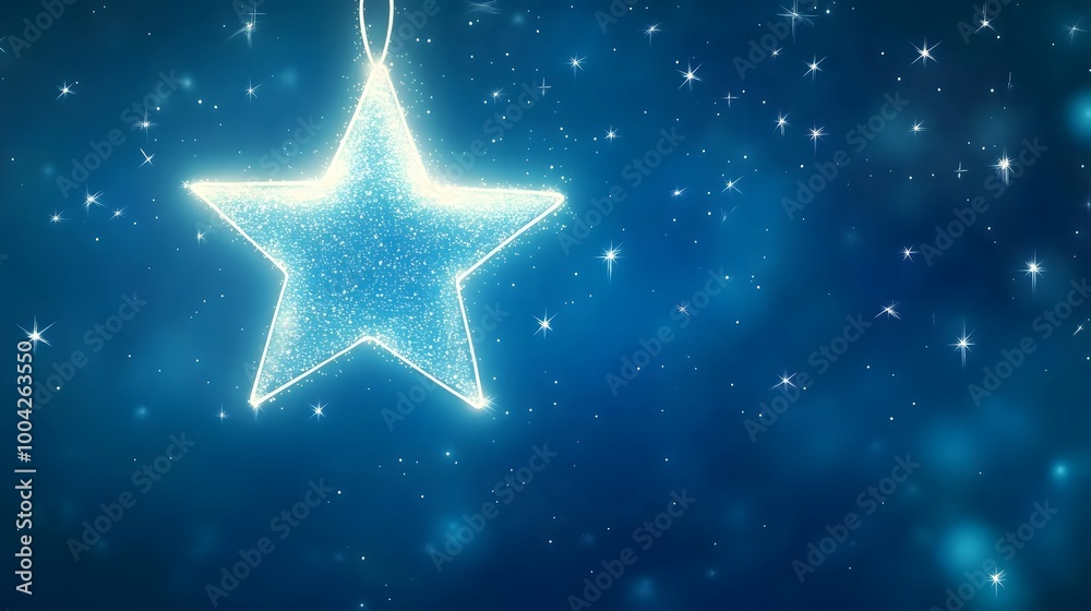 Glowing Star on a Blue Background Glowing Star on a Blue Background
