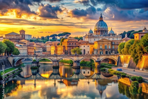 Daytime Exploration of Rome's Iconic Landmarks and Scenic Streets Captured in Beautiful Light photo