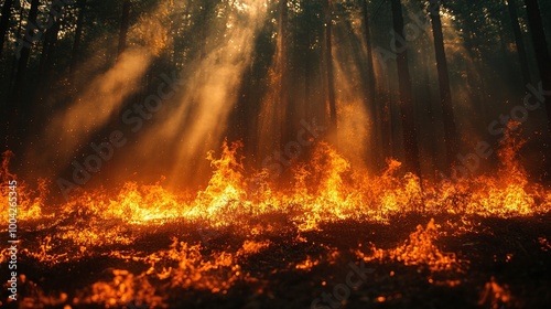 dramatic photo of a forest fire 