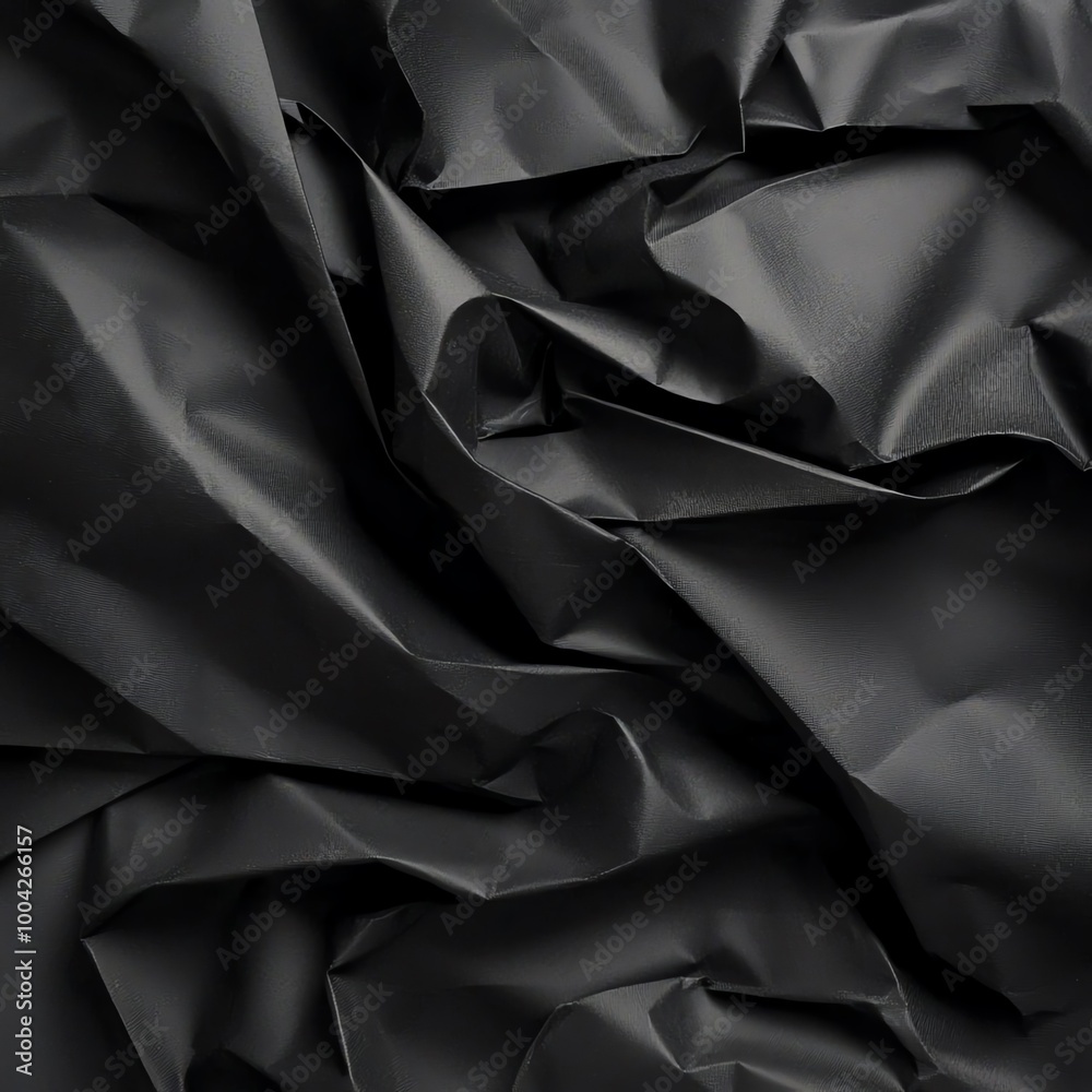 Obraz premium Close-up of elegant black fabric, showcasing its luxurious texture and depth, ideal for backgrounds and creative designs.